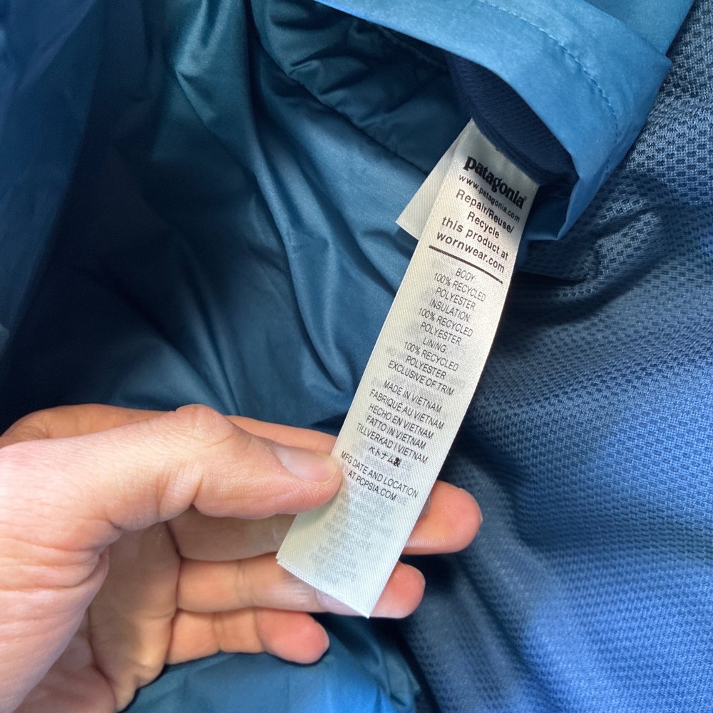 Patagonia Kids H2No Insulated Fleece Lined Waterproof Parka Jacket Blue Large 12 - Picture 8 of 16